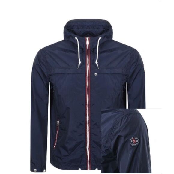 Polo Ralph Lauren Mens Drawstring Hood Packable Anorak Jacket Navy Blue Sz XL - Picture 1 of 11